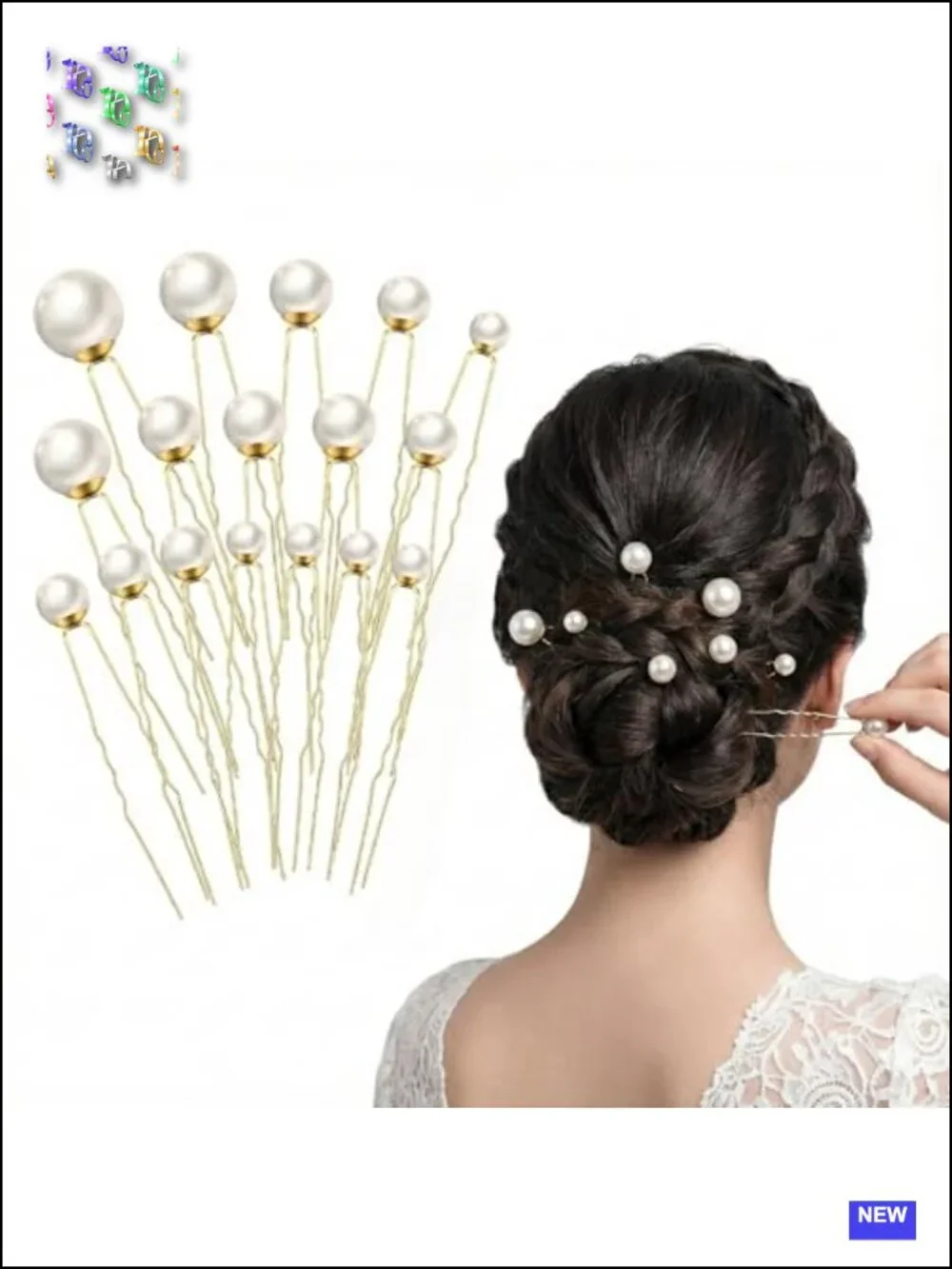 18 Pcs U-Shaped Faux Pearl Hair Pins for Wedding Updos Prom